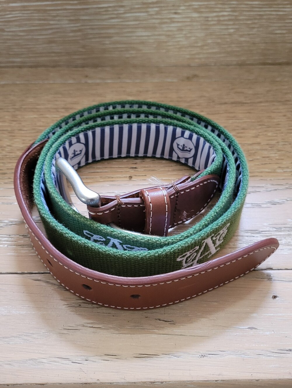 Peter Millar Belt Mens 40 Austin Country Club ACC Leather Green Golf Texas USA
